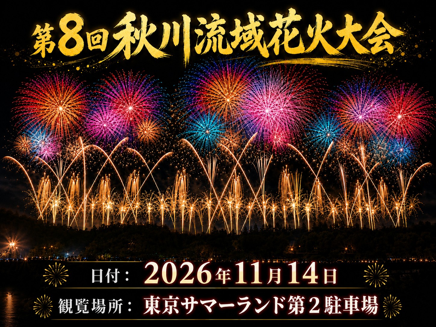 2026年7月1日より、第8回秋川流域花火大会チケットを販売します!